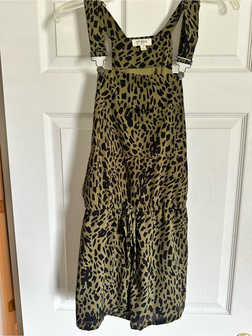 Umgee Olive Green Leopard Print Overall